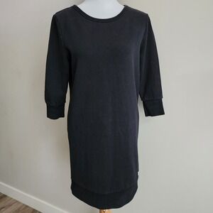 ROOTS CANADA Sweatshirt Dress Womens XS Black Sweat Relaxed Crew Neck Cuff Sleev